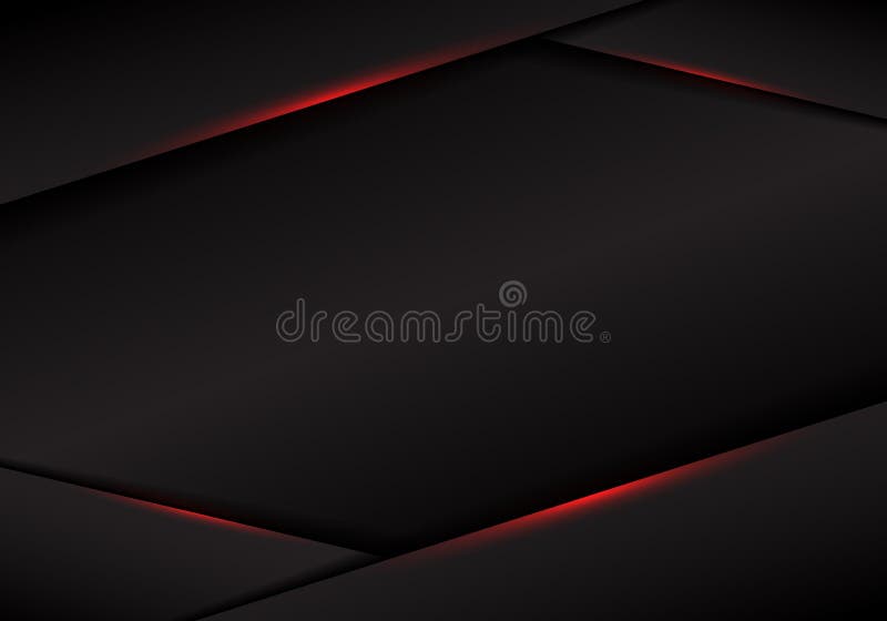 在黑暗的背景的摘要模板黑色框架布局金属红灯 现代豪华未来派技术概念 库存例证